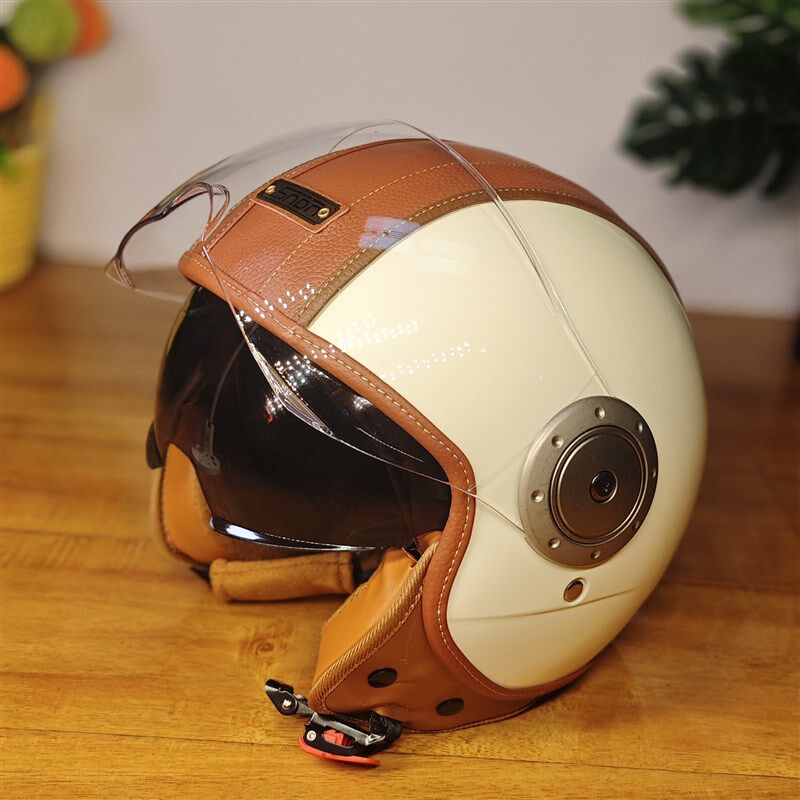 双镜3C复古头盔四季男女通用四比三盔电动车电X动自行车头盔