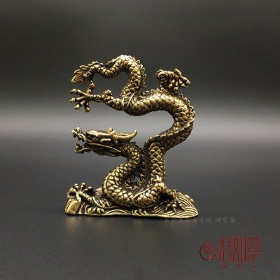 仿古做旧小铜件 实心黄铜腾龙小摆件 生肖大龙铜龙迷你小铜龙桌面