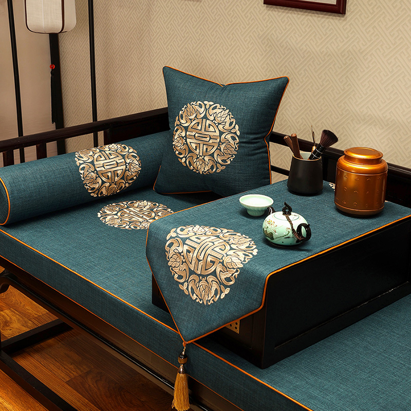 新中式扶手枕罗汉床边手枕t客厅红木沙发腰枕靠枕办公室长条型抱