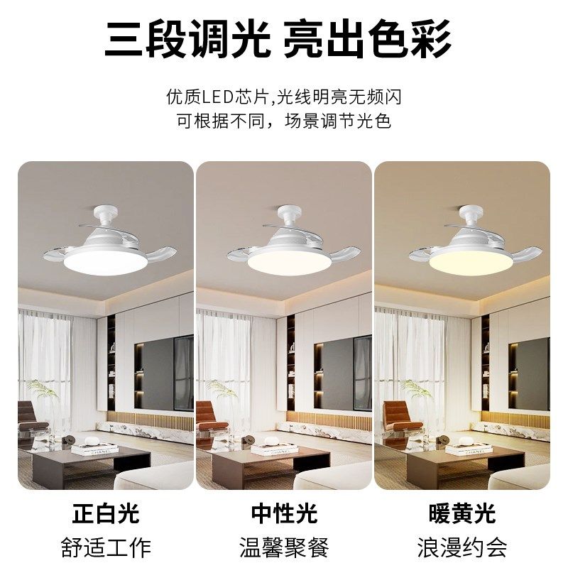 e27螺c口风扇灯吊扇灯客厅餐厅隐形遥控调光静音简约2025風扇燈