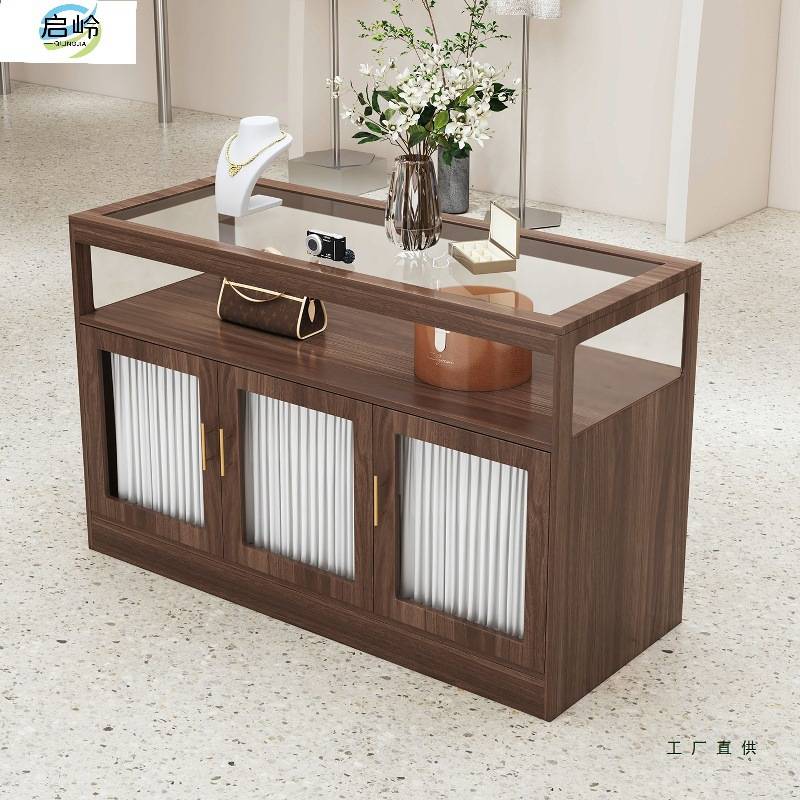 QL中岛台展示柜现代简约女装店吧台收银台中岛柜流水台边柜储物柜