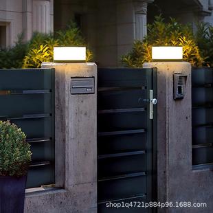 太阳能柱头灯别墅大门围墙灯户外防水庭院灯大门围墙灯圆形柱子灯