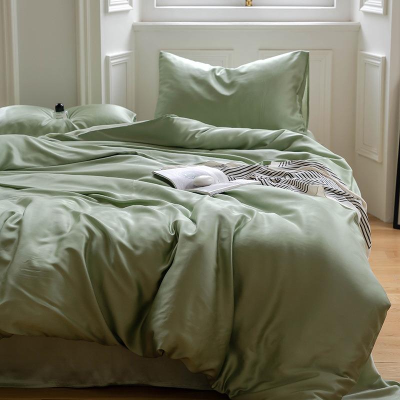 120支兰精天丝四件套莱赛尔夏季裸睡纯色被套床单床笠宿舍三件套3