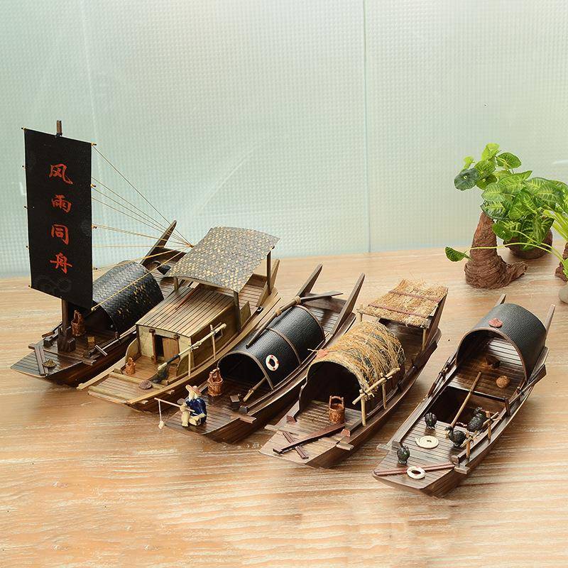 古代帆船模型装饰摆件一帆风顺木质船明朝郑和下西洋仿真木船成品