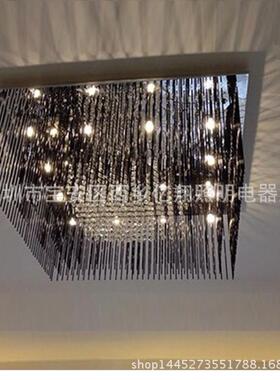 led吸顶灯水晶灯长方形客厅灯黑色现代简约卧室灯具