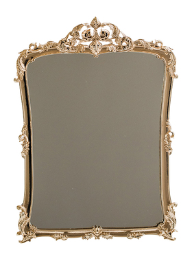 轻奢金属雕花装饰家用q摆放镜子欧式卧室梳妆镜网红化妆镜桌面摆