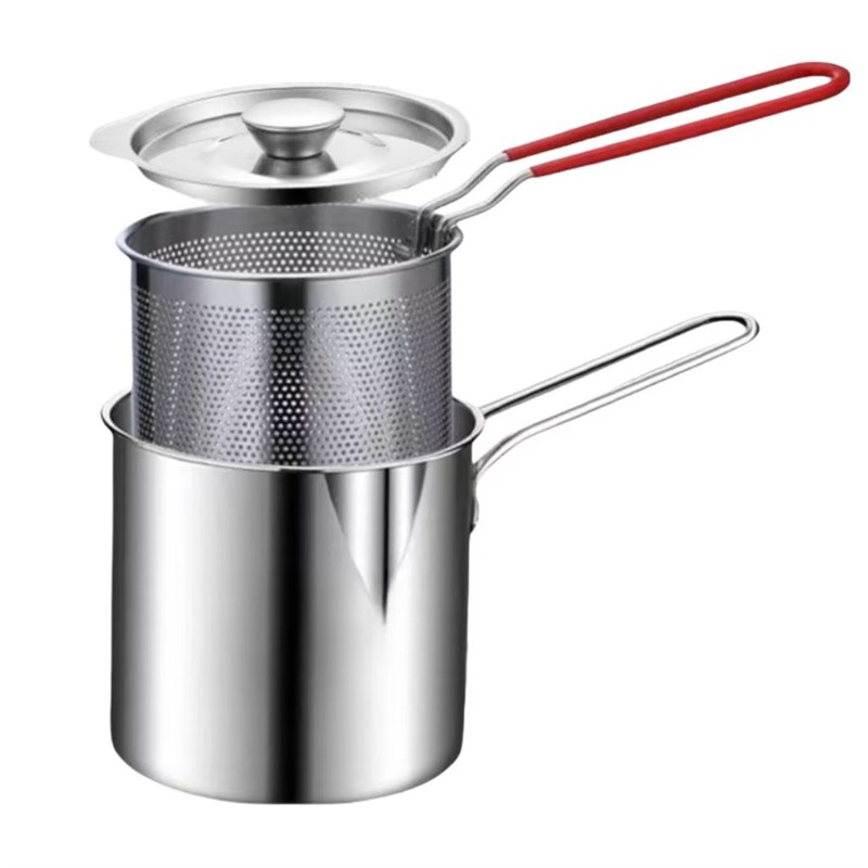 304不锈钢迷你家用省油多功能油炸E锅炸薯条天妇罗煮面滤渣辅食锅