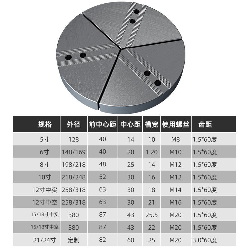 扇形卡爪数控车床卡盘卡爪全包软爪生爪5寸6m寸8寸卡爪定制爪生爪