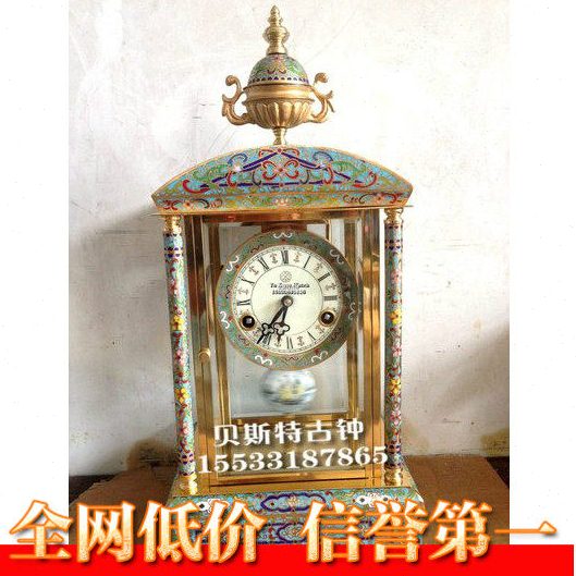 镀金珐琅半圆顶座钟|仿古景泰蓝机械台钟|上弦仿古董钟表|工艺钟