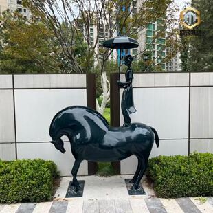 不锈钢雕塑园林景观抽象小品房地产公园装饰雕塑摆件白钢动物马