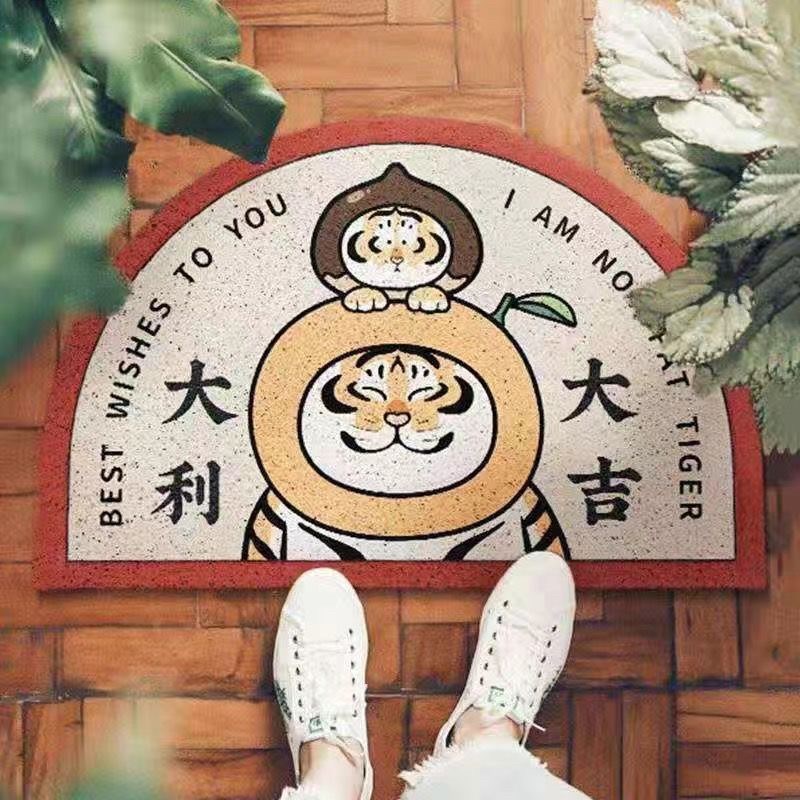 入户门地垫卡通小老虎丝圈地垫进门门垫脚垫家用玄关PVC门口地毯