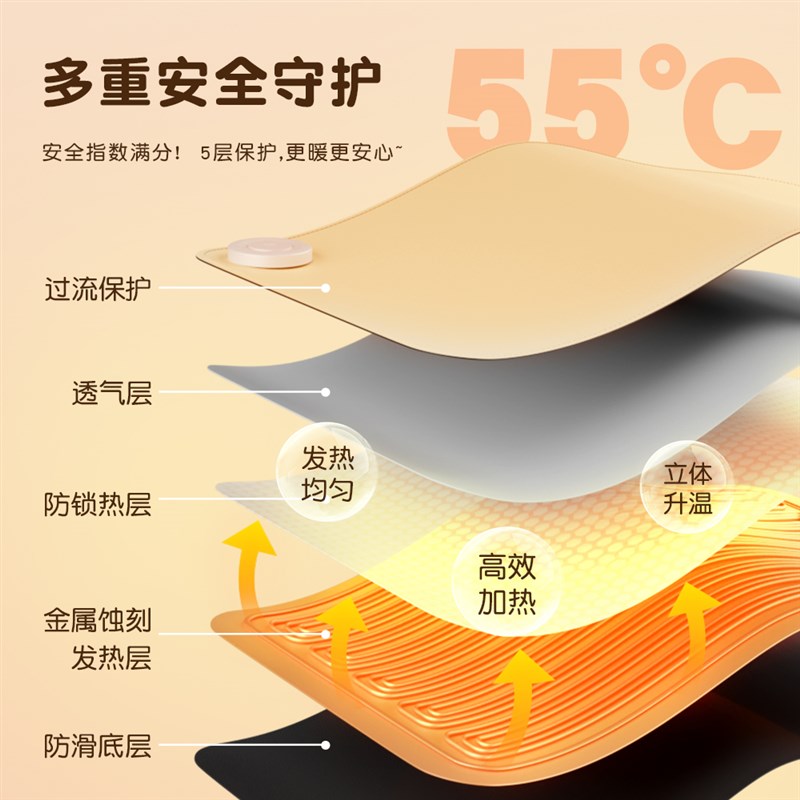 可爱蛇年加热鼠标垫超大发热暖桌垫办公桌面加热垫学生写字电热垫