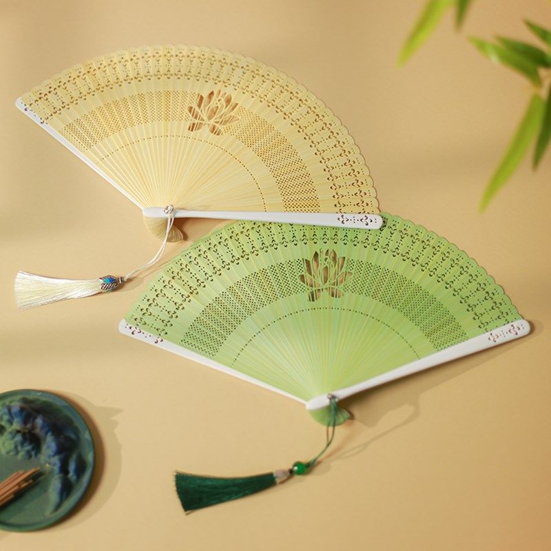 古风扇子纯色果绿色全竹小折扇女式随身夏季折叠复古汉服旗袍舞蹈,居家日用,扇子,淘宝优惠券,粉丝福利购,淘宝优惠卷