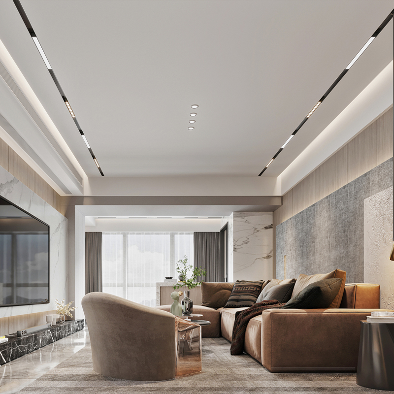 磁吸轨道灯嵌入式客厅家用暗装明装无主灯照明泛光新款射灯线性灯