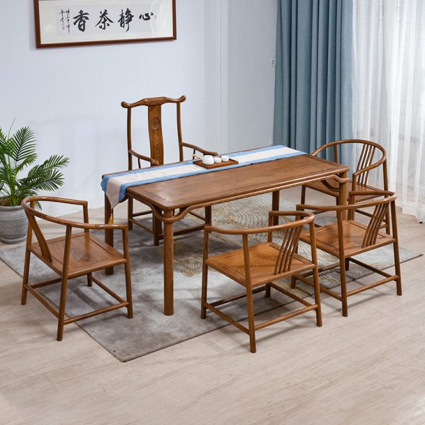 红木家具鸡翅木茶桌椅组合仿古实木中式客厅泡茶桌茶几茶艺桌子