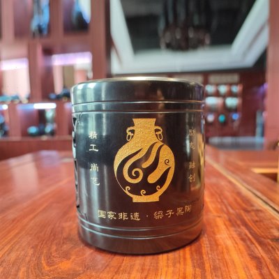 好客山东 梁子黑陶定制笔筒 非遗笔筒摆件 办公室书房定制礼物