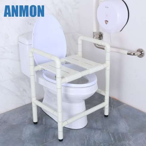 Anmon坐便两用椅沐浴凳马桶椅不锈钢尼龙老年人残疾人洗澡椅