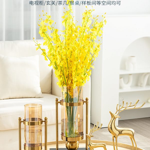 现代轻奢花瓶摆件客厅创意烛台北欧插花干花简约餐桌玄关软装饰品