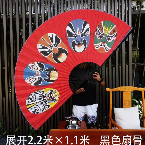 中国风国潮扇子脸譜大挂扇新中式背景墙戏曲京剧脸谱装饰扇大折扇