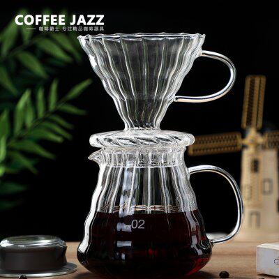 COFFEE JAZZ手冲咖啡过滤壶V60滤杯加厚耐高温玻璃透明咖啡分享壶