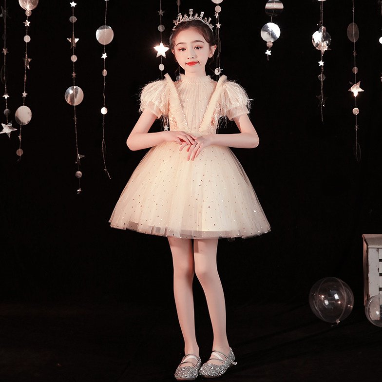 儿童晚礼服公主裙女童蓬蓬纱小孩生日花童婚纱走秀钢琴表演服春季