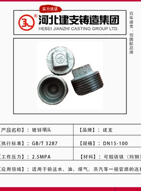 镀锌堵头 钢堵闷头4分6分1寸内外丝堵边堵管帽管塞管堵DN15 20 25