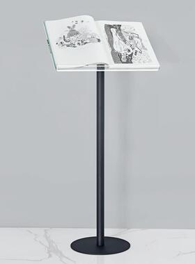简约轻奢金属亚克力杂志翻页架摆件杂志大书籍画册落地展示阅读架