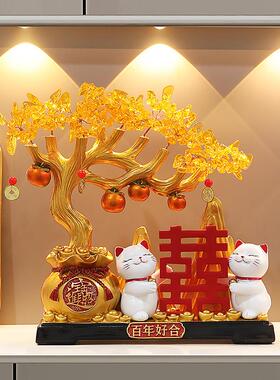 客厅玄关百年好合寓意喜庆婚房布置装饰品喜字摆件结婚礼物送新人