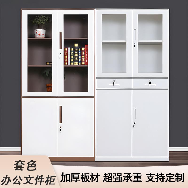 套色文件柜学校资料档案储存柜办公室资料柜落地带锁钢制办公柜