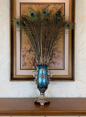 欧式创意孔雀客厅玄关电视柜边几美式招财大象装饰品花瓶摆件