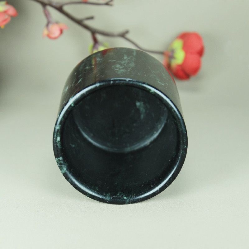 天然藏玉药王石直筒玉茶杯强磁健康长寿茶具客厅摆件蛇纹石玉杯子