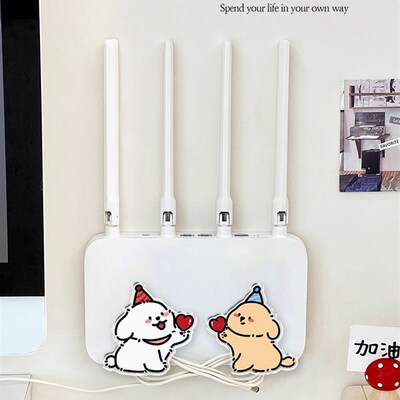 爱心小狗路由器放置架支架wifi盒子收纳盒免打孔墙上机顶盒置物架