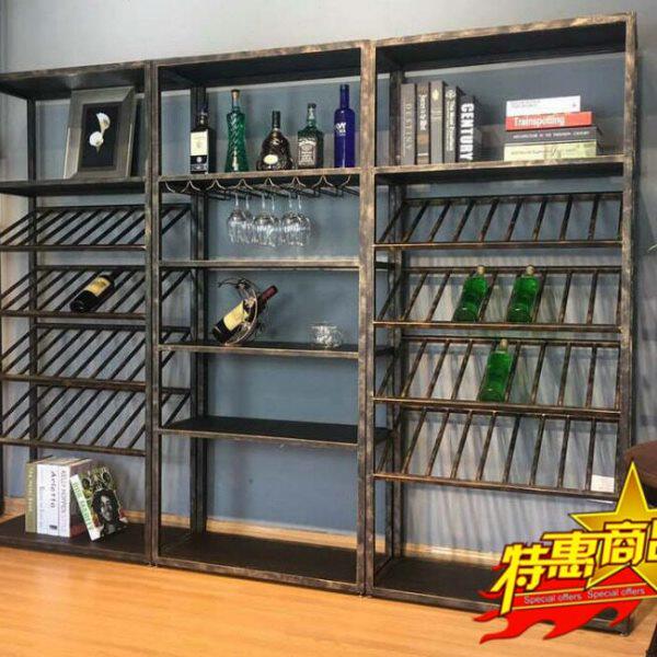 复古欧式铁艺酒架酒吧落地酒柜葡萄酒红酒收纳展示架置物架酒杯架