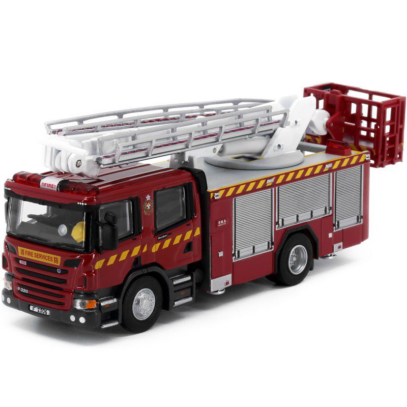 微影消防泵车指挥车油压升降台 细抢救高空拯救 香港TINY合金车模