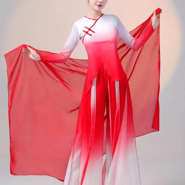 东方红演出服我的祖国小莹老师同款国庆中国风扇子舞蹈服红色表演