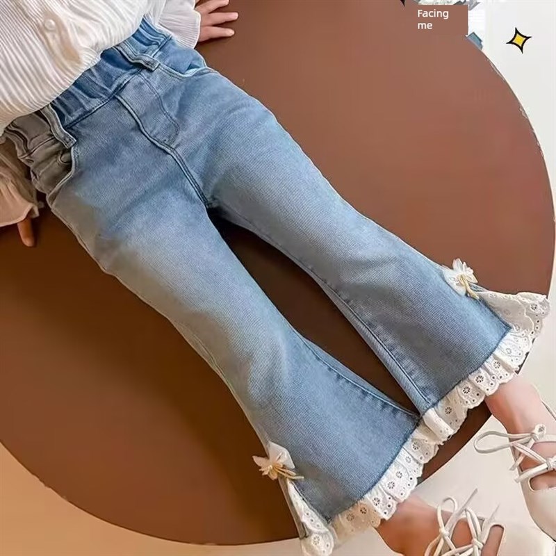 女式牛仔裤2025新款韩式春装时尚童装休闲裤女式春秋喇叭裤