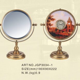 装 创意静音复古钟 饰家居 工艺小镜子古典工艺摆设机械钟 钟表欧式