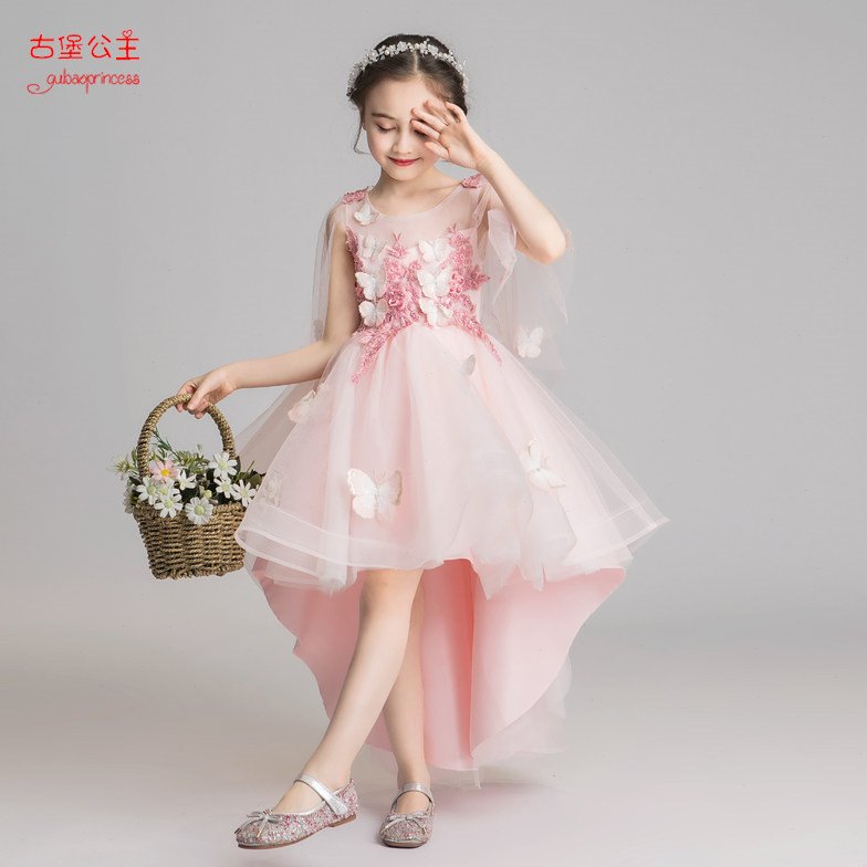 儿童礼服女拖尾女童公主裙蓬蓬纱超仙夏装小孩花童钢琴走秀演出服
