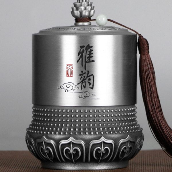 雅韵纯锡茶叶罐摆件家用大小号锡制防潮密封茶叶罐送礼佳品定制