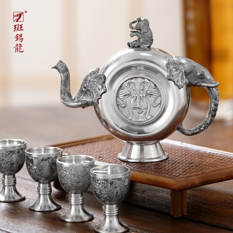 斑锡龙纯锡酒壶九象奇妙酒具分酒壶中国国家博物馆收藏同款赖庆国