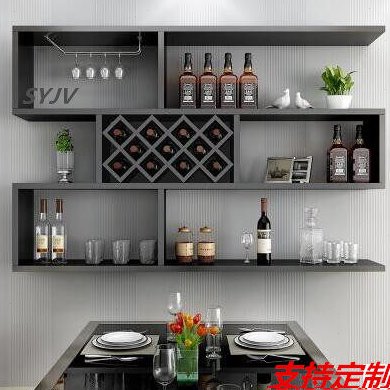 简约现代酒架酒柜壁挂式餐厅饭店墙上悬挂式红酒架创意多层置物架