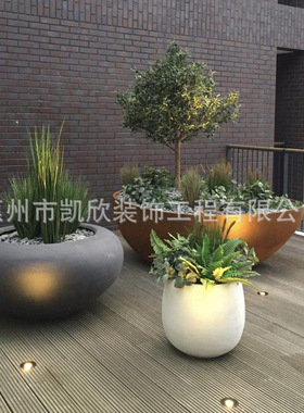 玻璃钢花盆商场园林景观公园小区落地组合大花钵种植花箱户外厂家