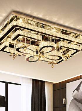客厅主灯2024年新款水晶灯长方形现代轻奢大气led吸顶灯大厅灯具