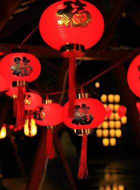 国庆中秋灯笼福字led户外氛围灯串过年太阳能灯装饰灯小彩灯阳台