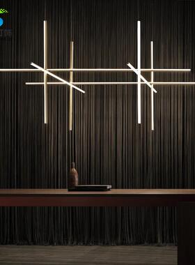 意大利极简挑空组合别墅客厅餐桌吊灯设计师led现代线条楼梯间灯