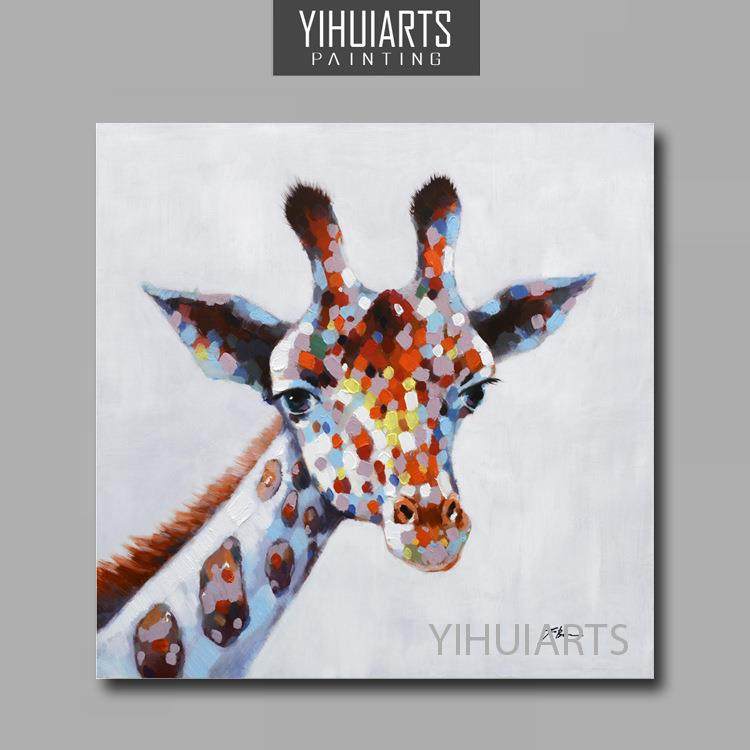 YIHUIARTS纯手绘长颈鹿装饰油画儿童房娱乐室餐厅背景装饰挂画,智能设备,其他智能设备,淘宝优惠券,粉丝福利购,淘宝优惠卷