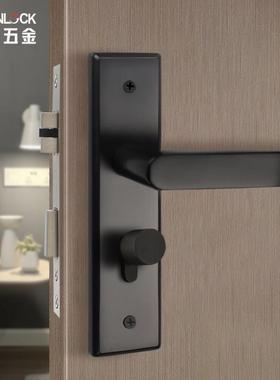 不锈钢304面板室内门锁静音黑色锁卫生间卧室房门锁木门执手锁