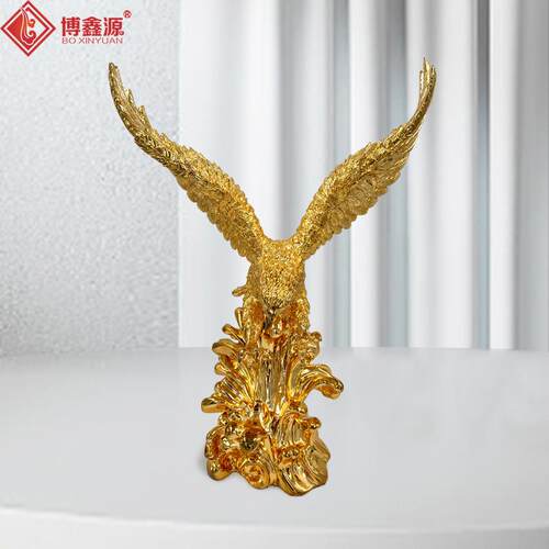 办公室桌面电镀摆件树脂工艺品大展宏图老鹰欧式别墅玄关落地饰品