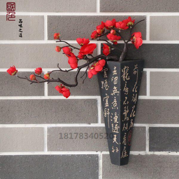 中式书法壁饰挂式花插花瓶花器园艺酒店民宿客厅书房玄关墙面装饰