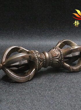 尼泊尔手工铁五股金刚杵做旧复古摆件藏式藏饰精工居家摆件
